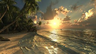 Seaside Reverie: Tropical Beach Sunset Haven