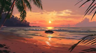 Paradise Glow: Tropical Beach Sunset Serenity