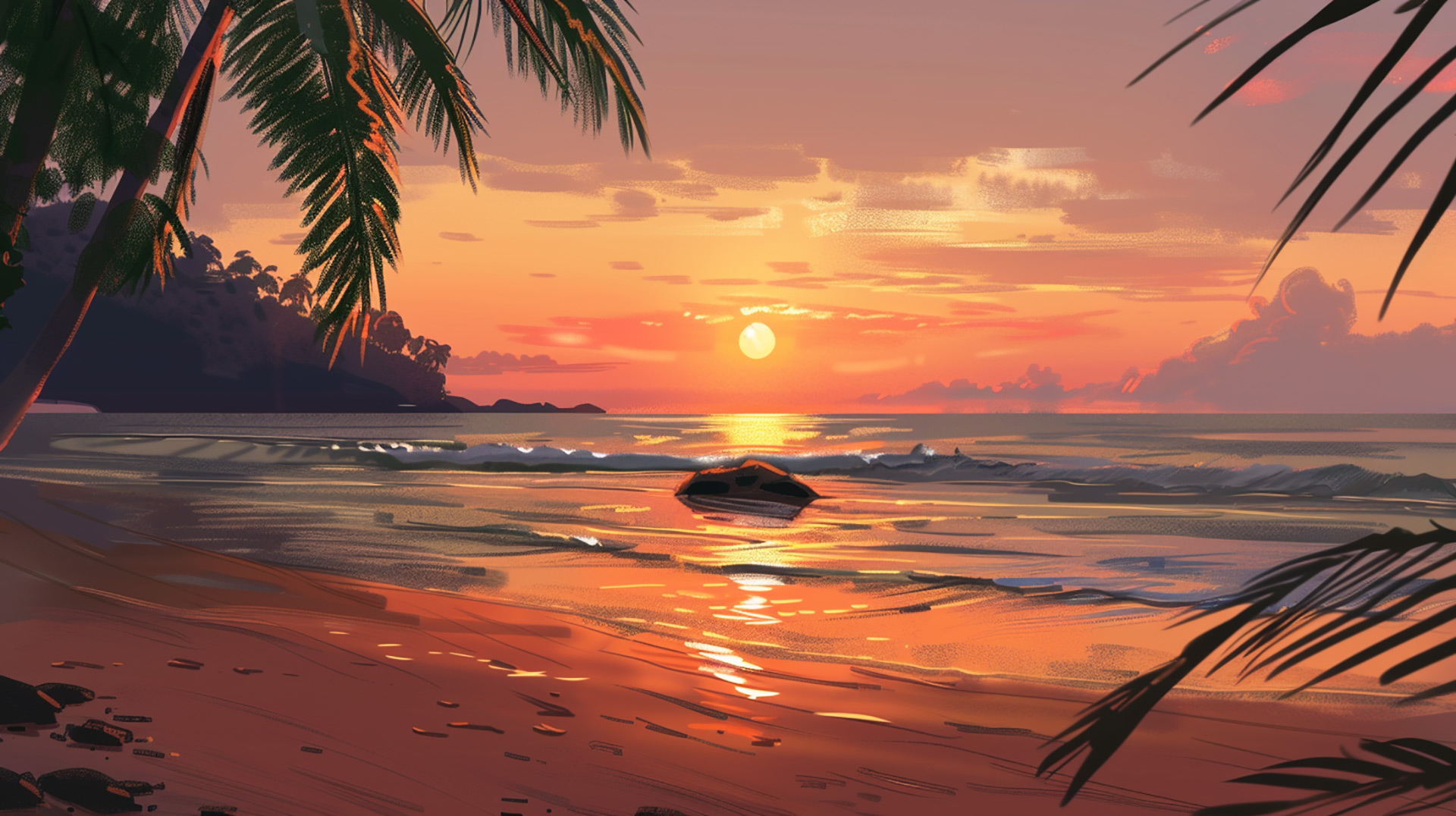 Paradise Glow: Tropical Beach Sunset Serenity