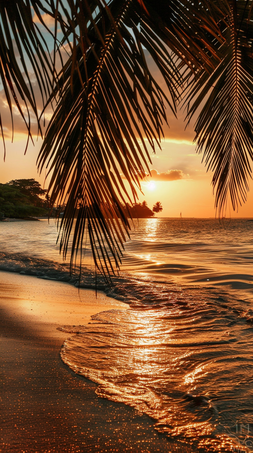 Golden Shores: Tropical Sunset Delights