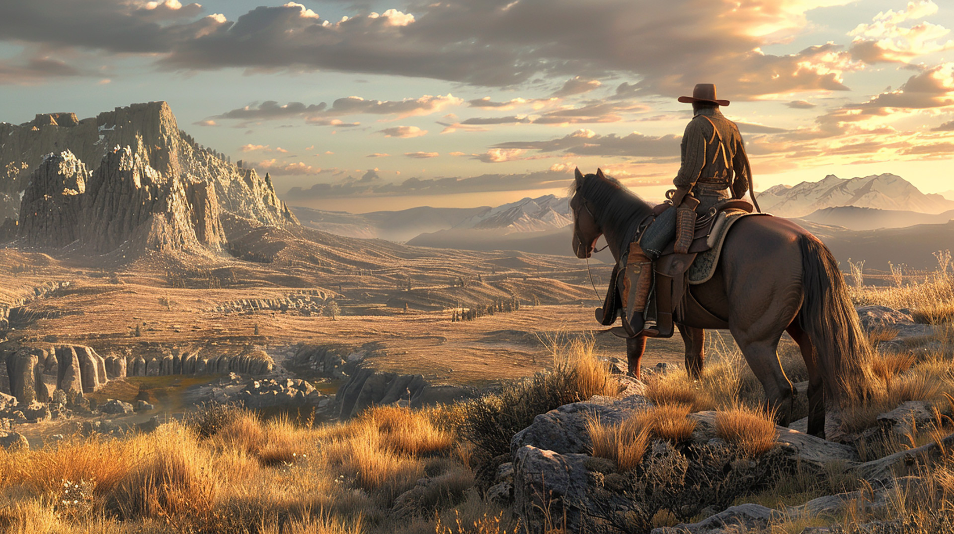 High-Resolution Western Cowboy AI Image for 16:9 Screen