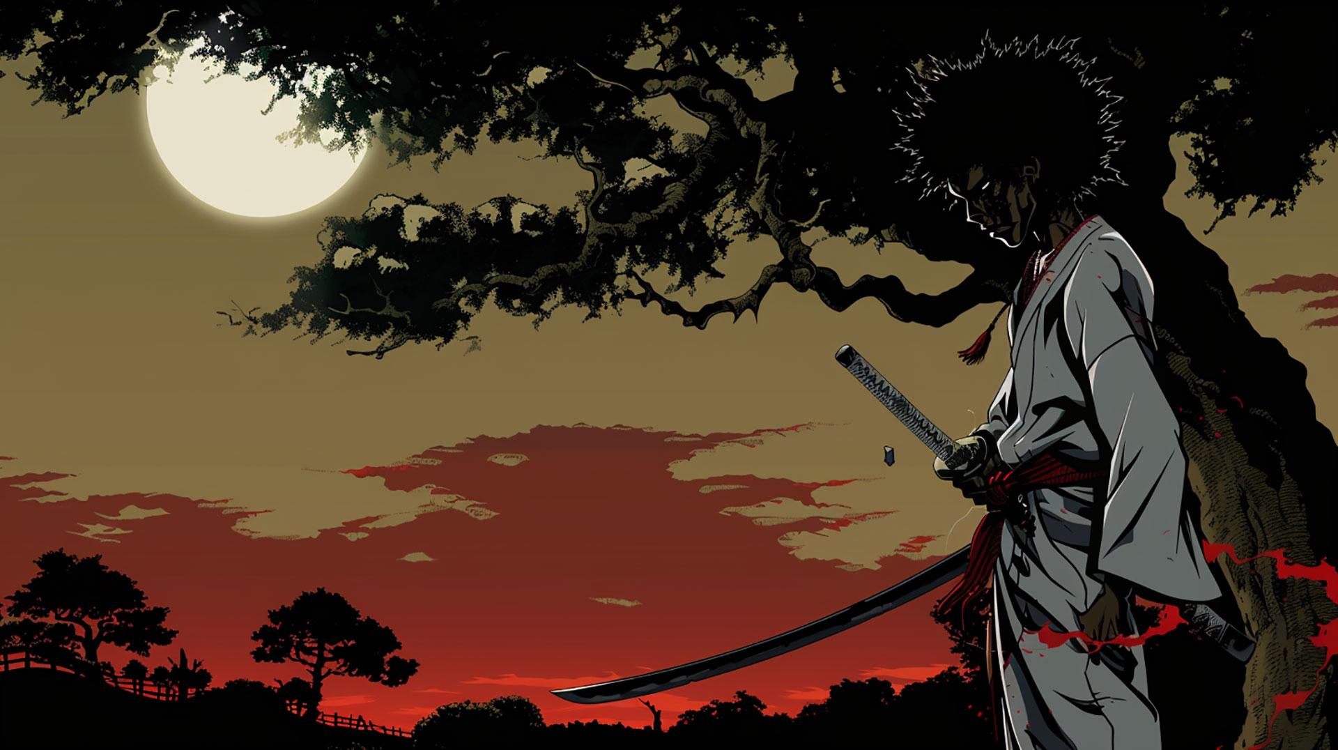 AI Afro Samurai: 4K Desktop Background Image