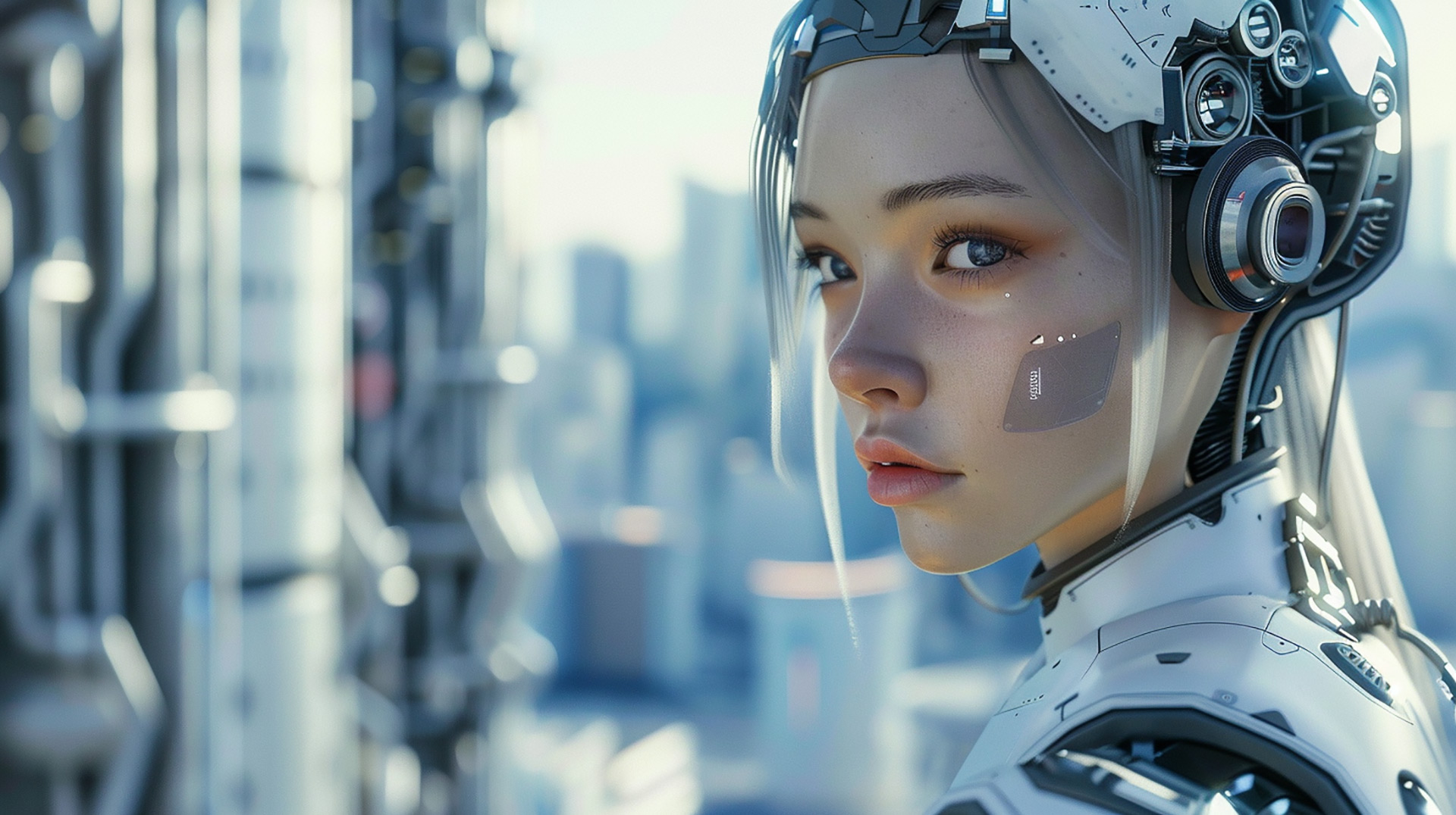 Automaton Elegance: Graceful Robot Girl Desktop Backgrounds