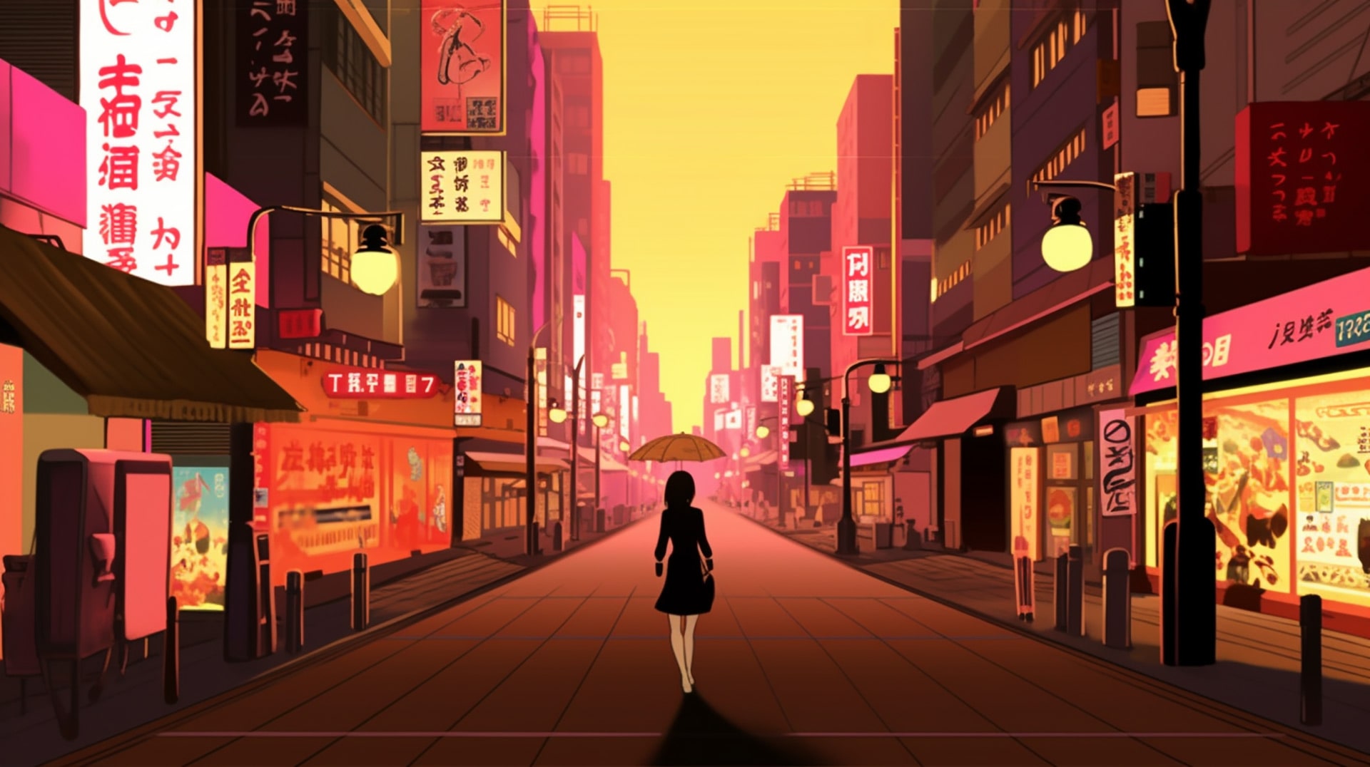 Downtown Dreamer: Anime Girl in City Wallpaper