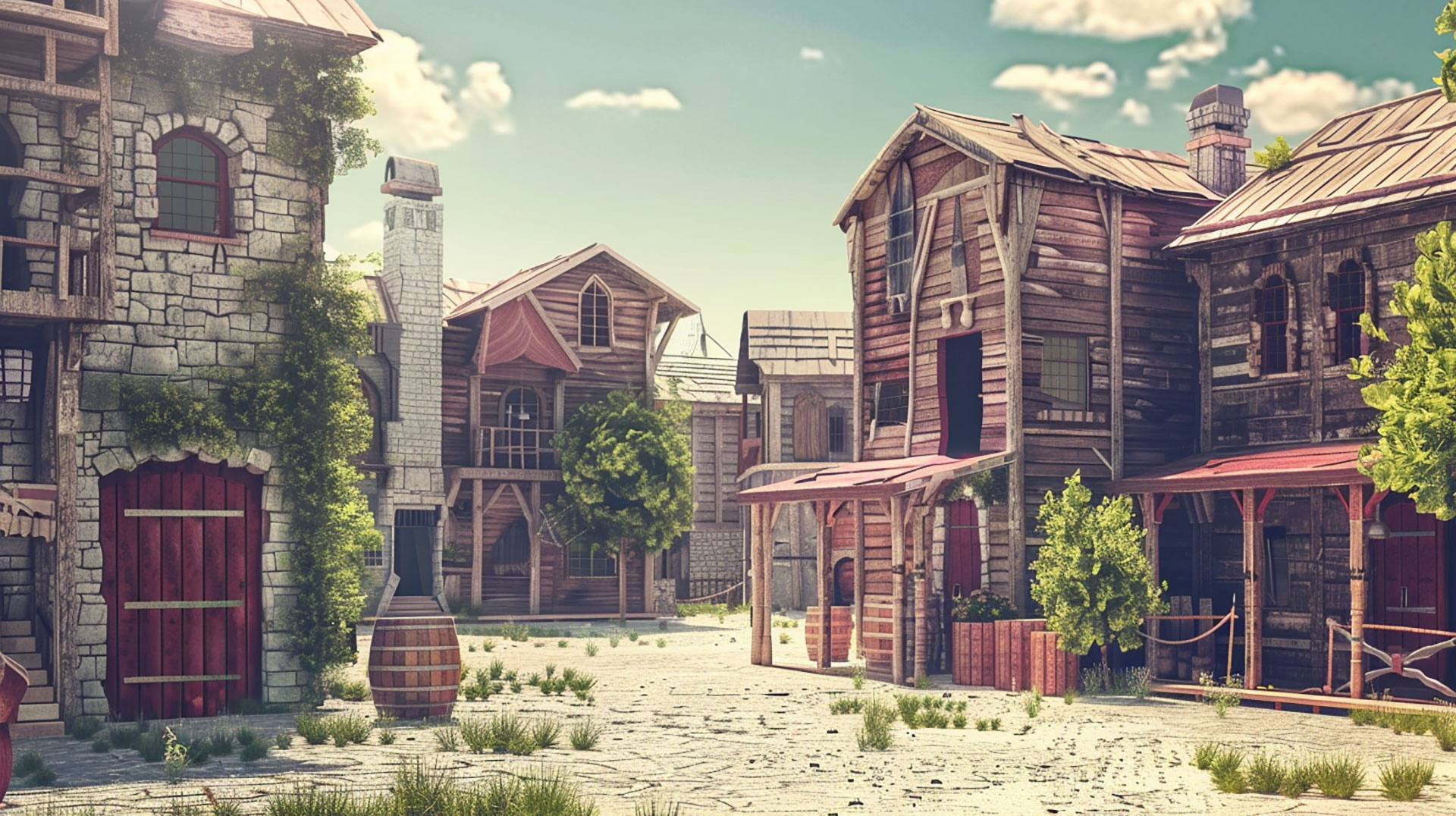 Charming Old West Town Desktop Background: 4K