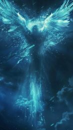 Ethereal Angel in Celestial Light Mobile Background