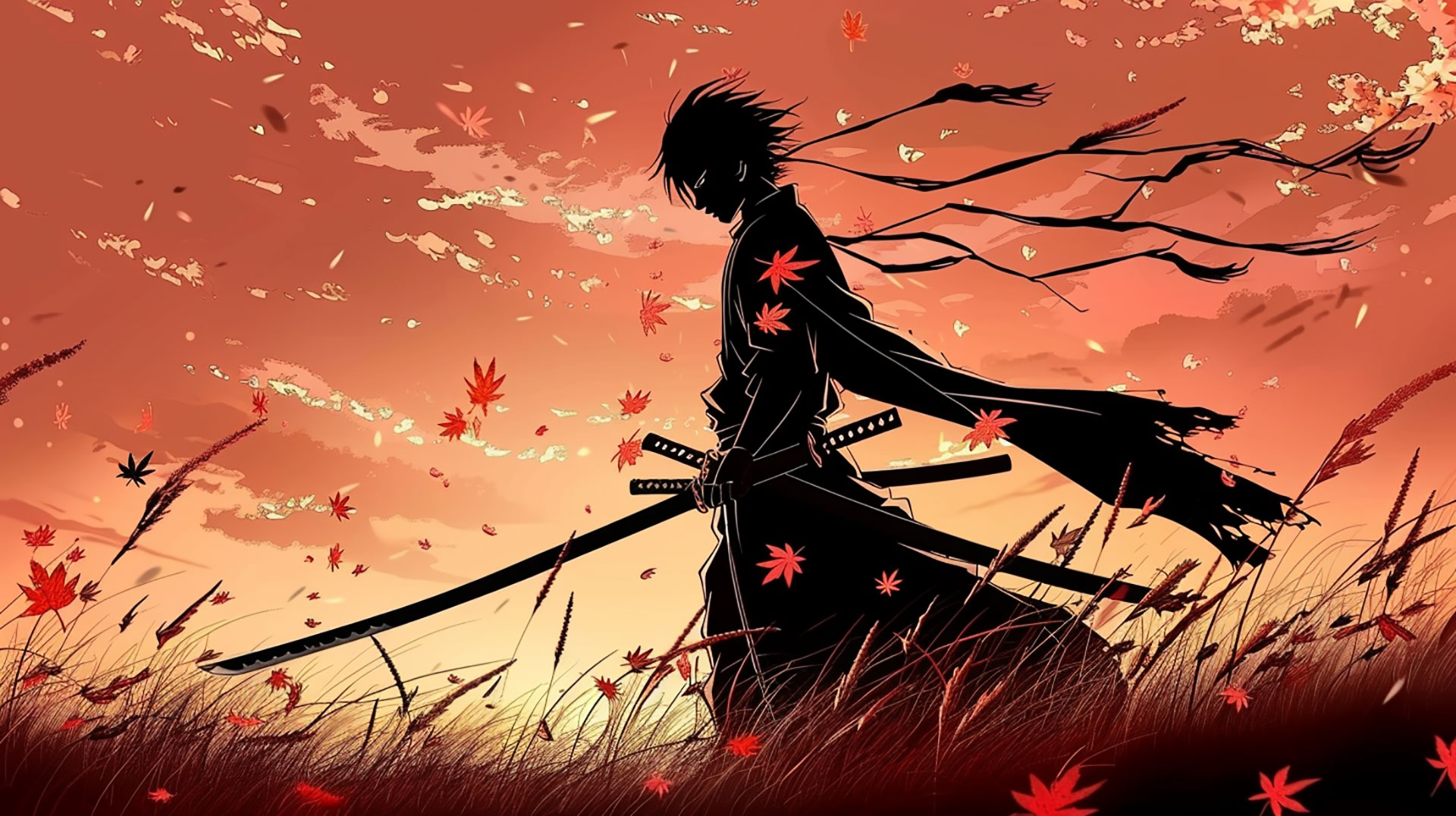 Download Anime Samurai AI Image: 1920x1080 Background