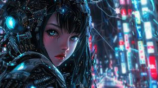 Cybernetic Dreams: Futuristic Anime Style Wallpaper