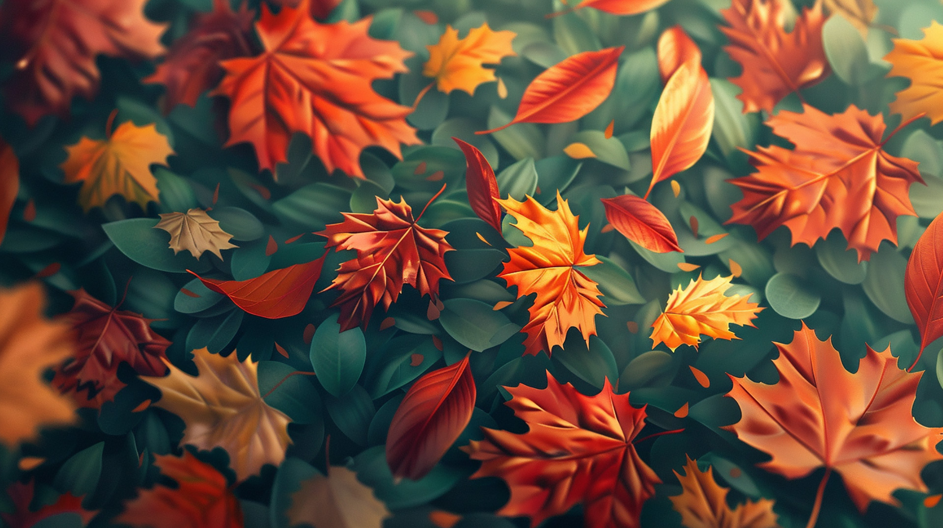 Amber Cascade: Autumn Leaves in Motion