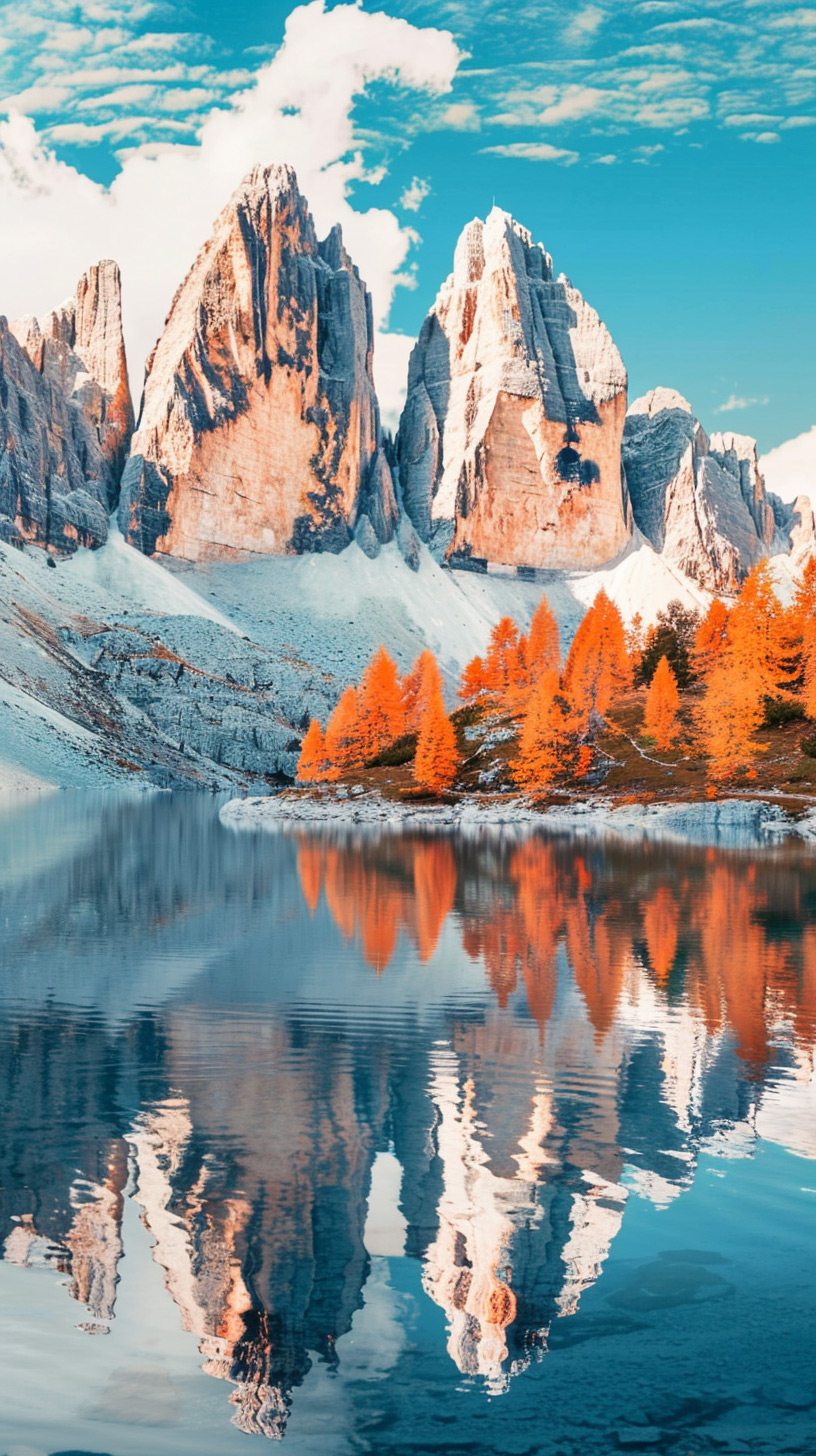 Mountain Majesty: Autumn Peaks Desktop Wallpaper