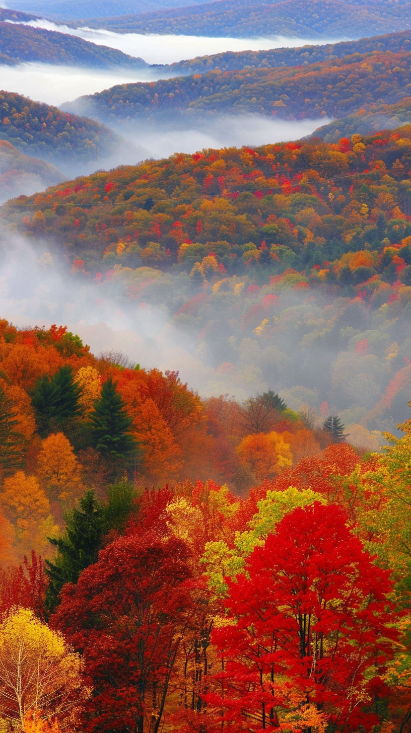 Foliage Heights: Autumn Mountain Mobile Wallpaper