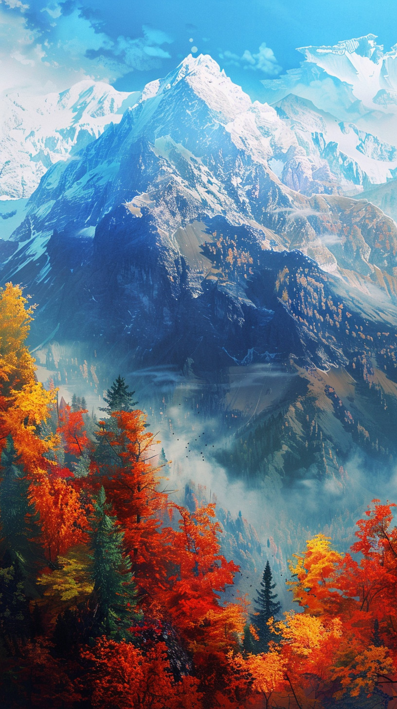 Summit Splendor: Autumn Mountain Desktop Background