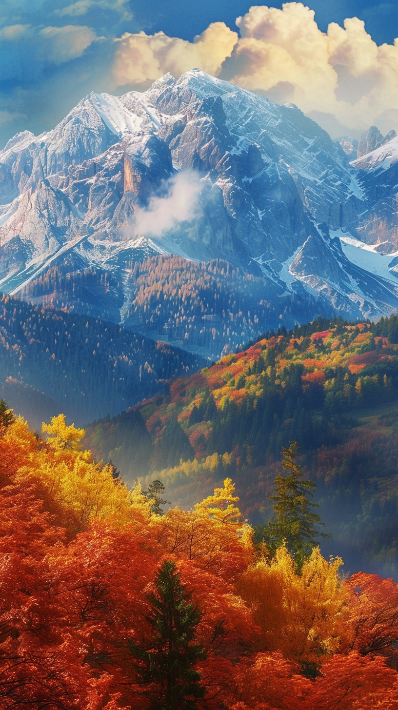 Vibrant Valleys: Autumn Mountain Mobile Background