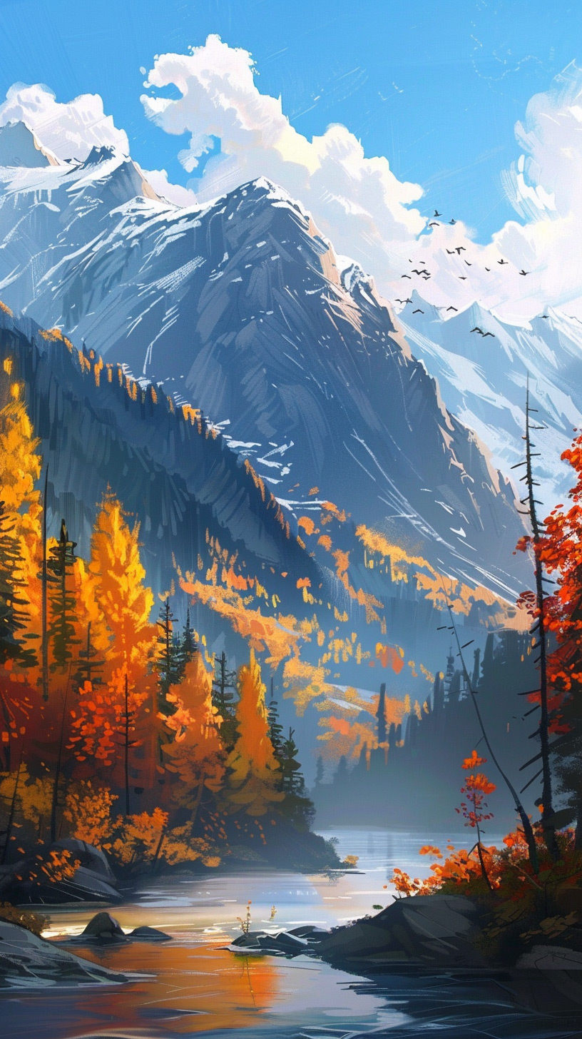Crisp Crests: Autumn Mountain iPhone Wallpaper