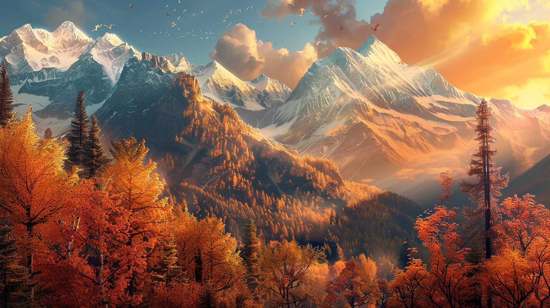 Majestic Peaks: Autumn Mountain Landscape