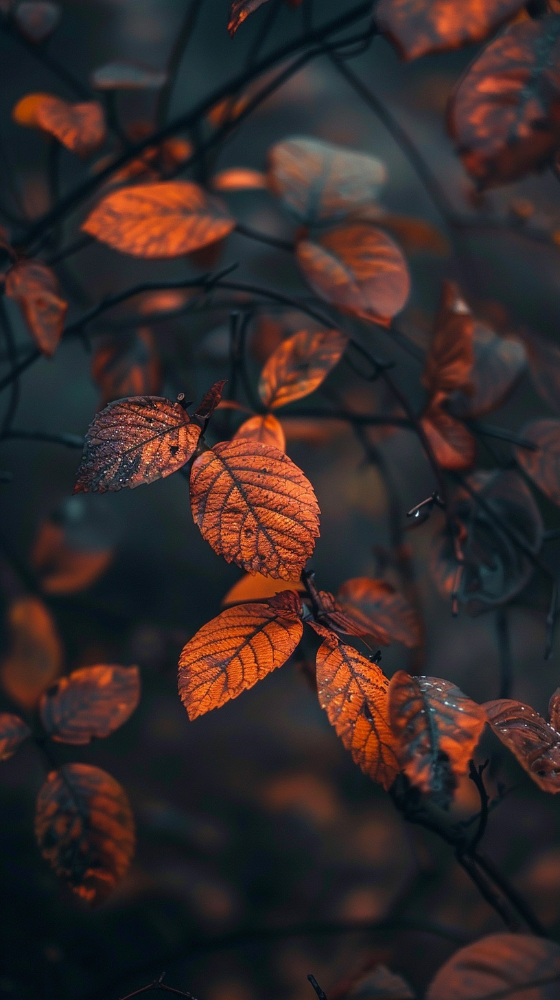 Autumn Bliss: iPhone Wallpaper with Falling Leaves