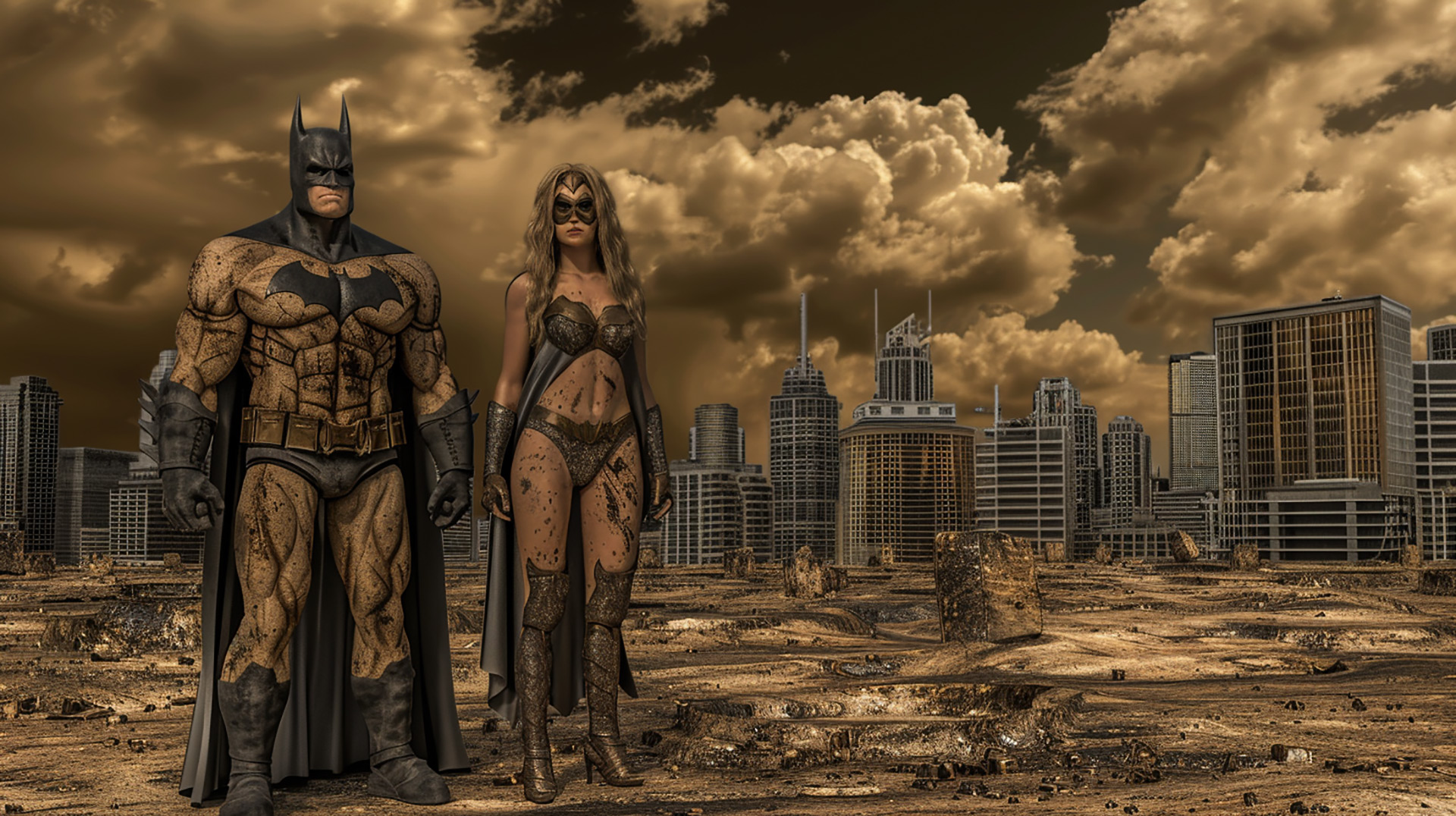 Dynamic Duo Delight: HD Batman and Catwoman Desktop Wallpaper