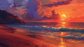 Eternal Glow: AI Sunset Magic for Desktop