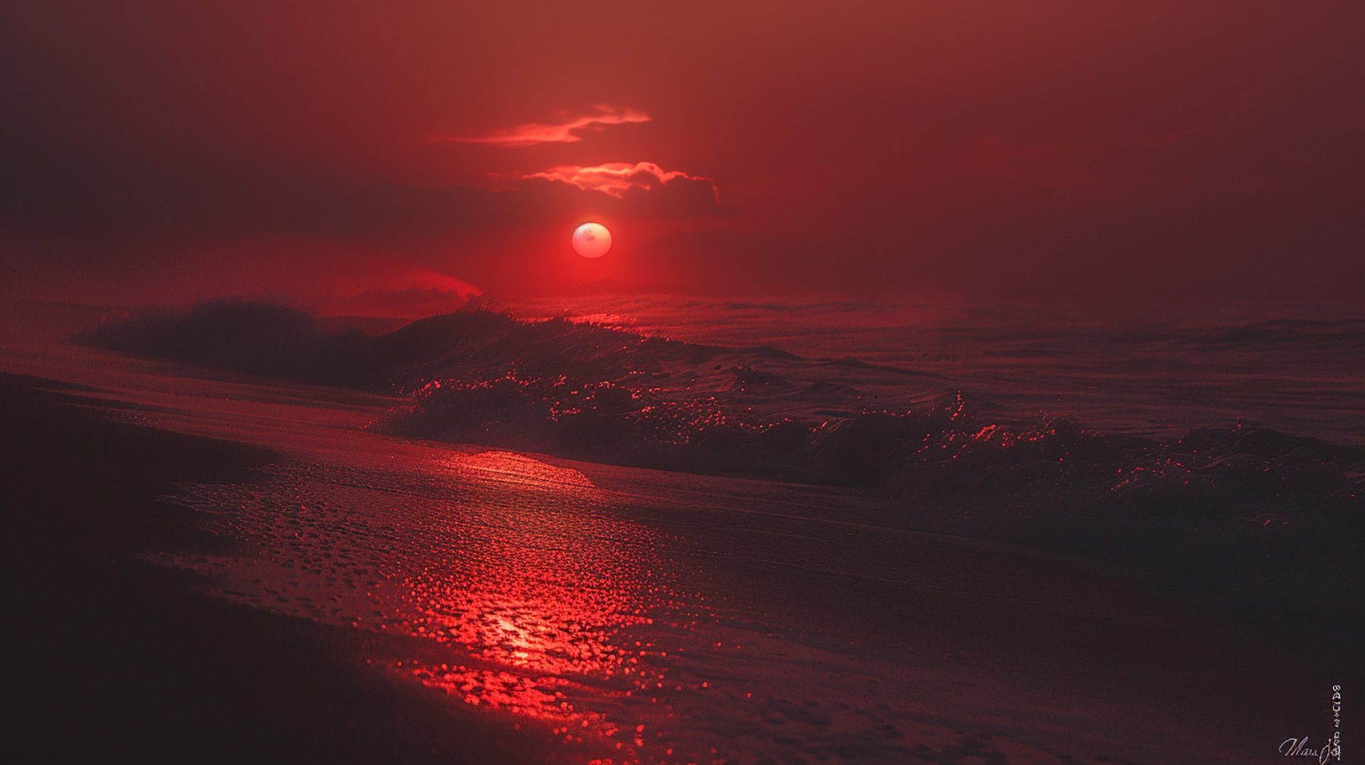 Twilight Tranquility: HD Beach Sunset Desktop Image