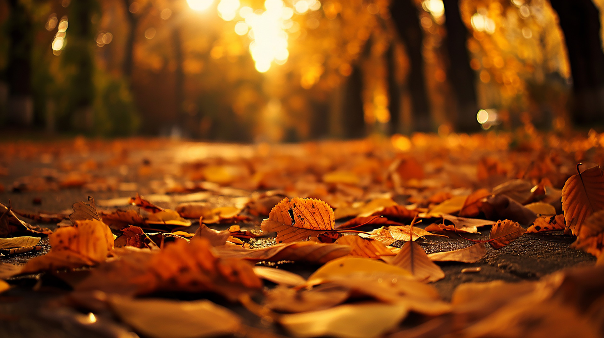 Enchanting Autumn Forest Path Desktop Background