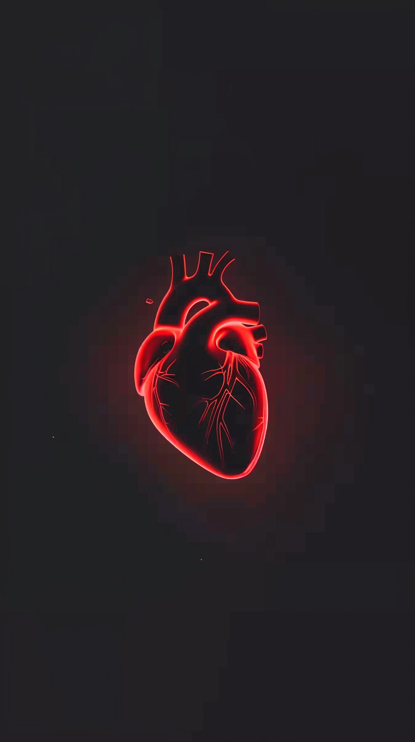 Shadowed Passion: Ultra HD Black Background Heart Wallpaper