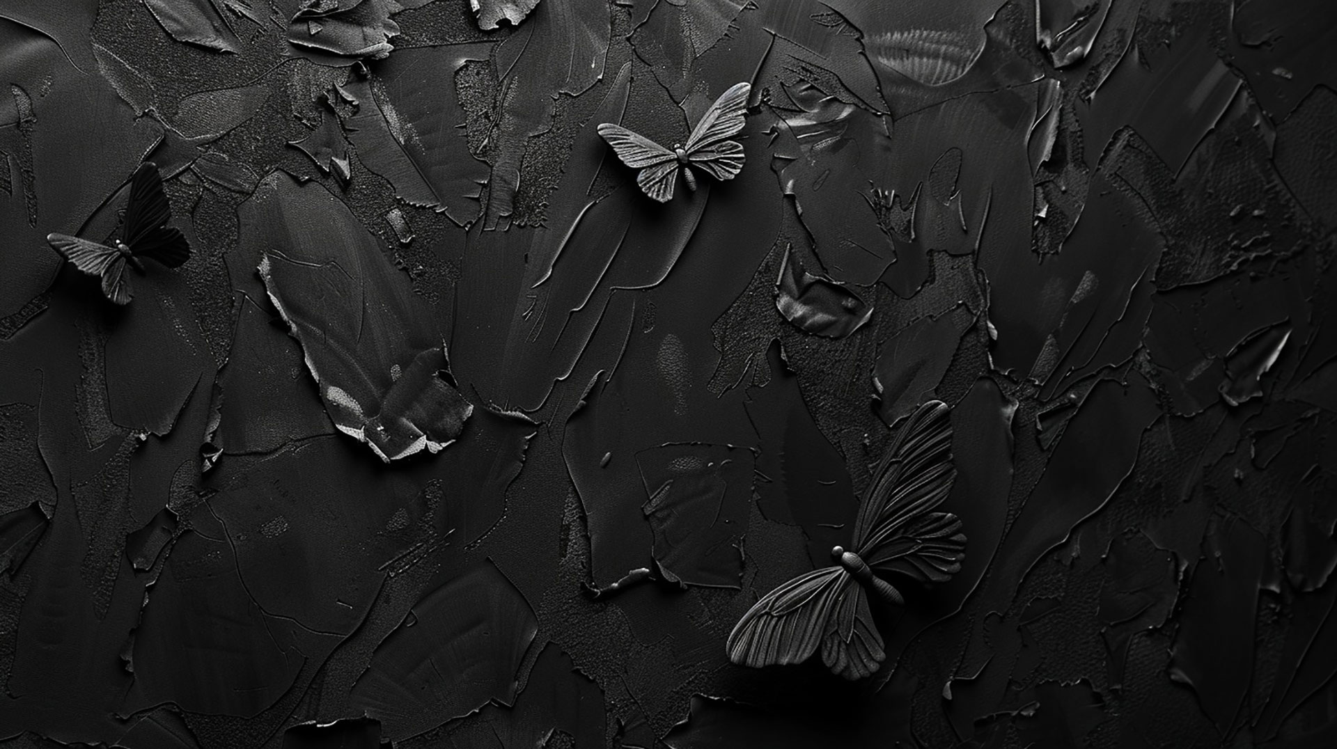 Onyx Grace: Black Butterfly Desktop Background