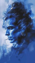 Majestic Blue Lord Shiva: High Definition Mobile Background