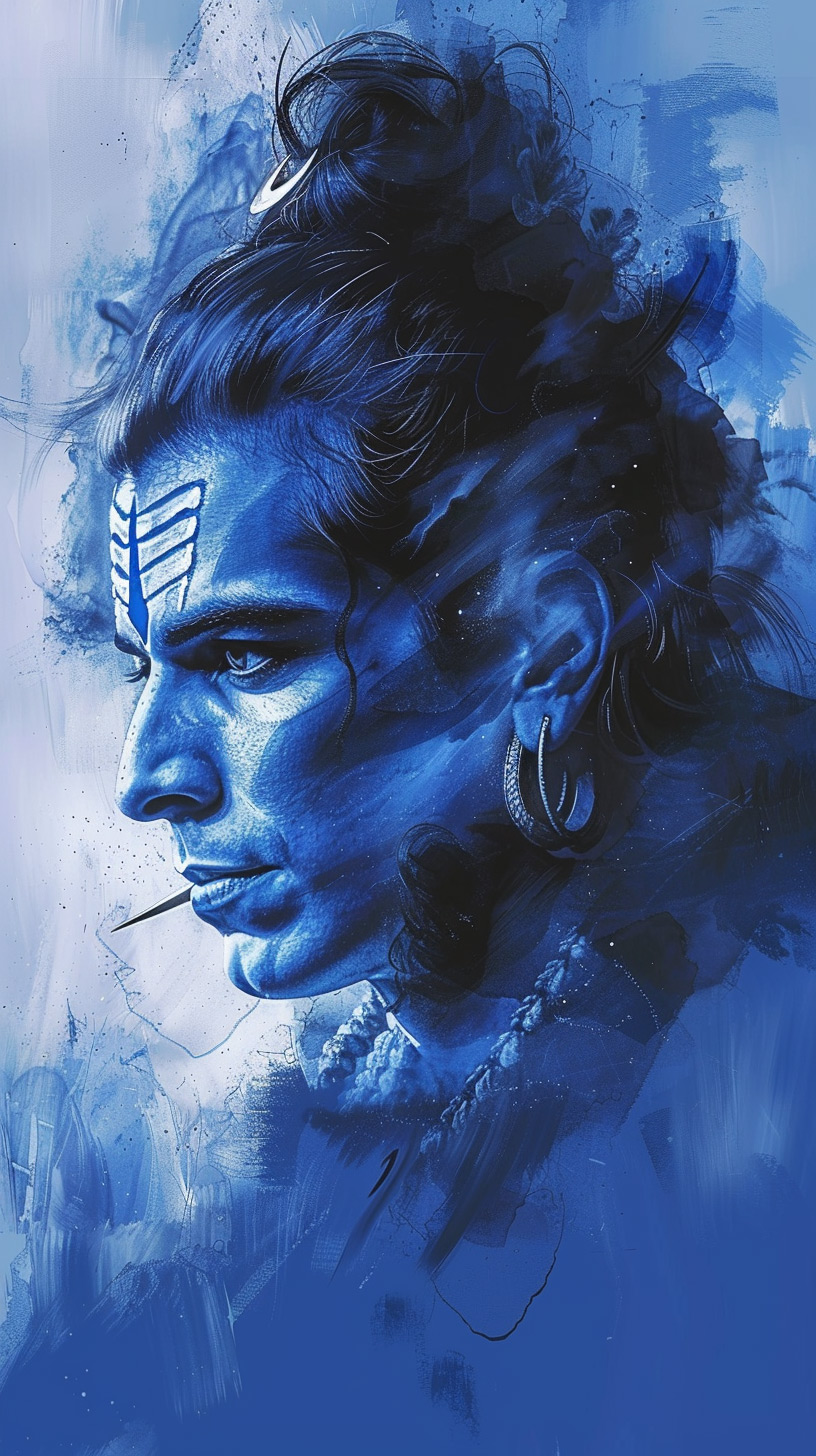 Majestic Blue Lord Shiva: High Definition Mobile Background