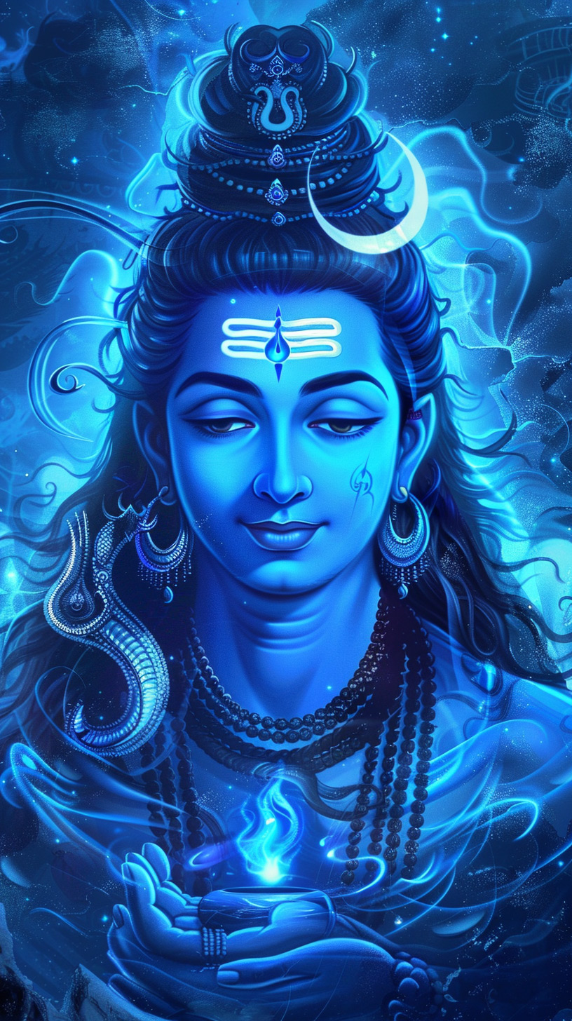 Divine Blue Lord Shiva: iPhone Background