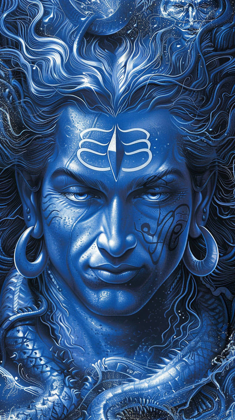 Serene Blue Lord Shiva: Ultra HD Mobile Wallpaper