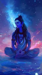 Blue Energy Lord Shiva: 8K Wallpaper for iPhone