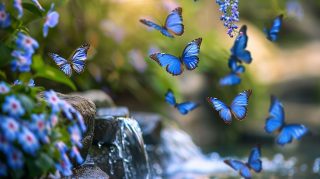 Azure Skies: Blue Butterfly AI Image Wallpaper