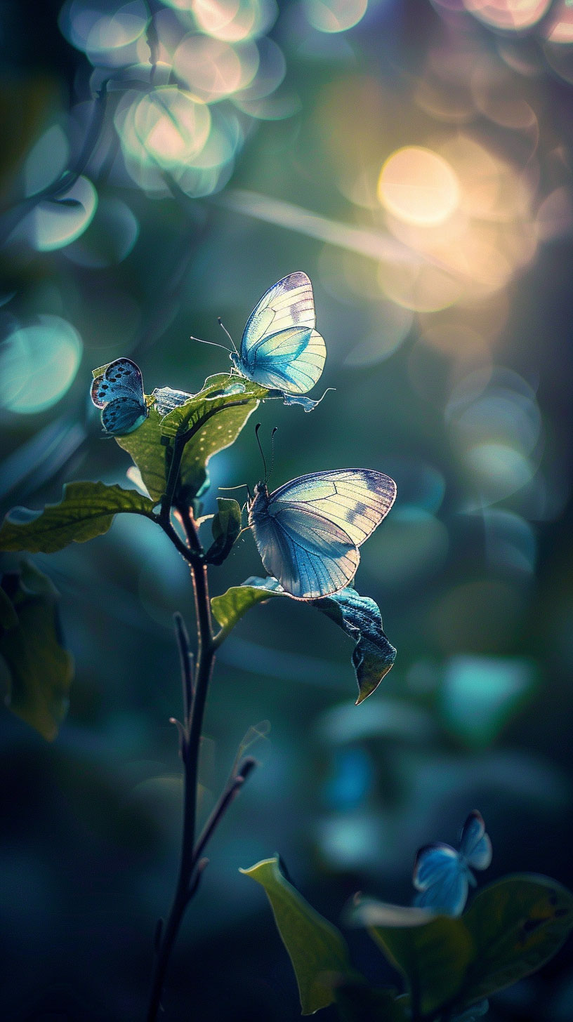 Sapphire Butterflies with Dew-Kissed Wings