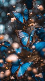 Blue Monarch Butterflies in a Tranquil Meadow