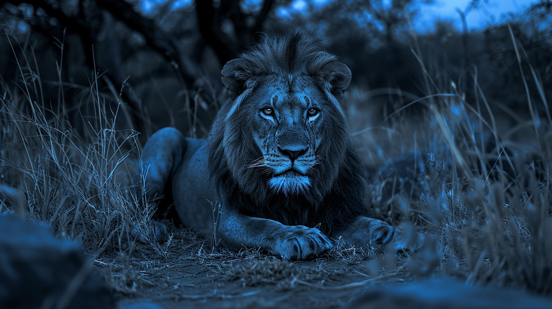 Powerful Blue Lion in Ultra HD Wallpaper