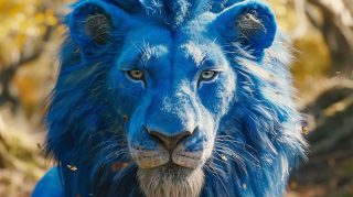 Ethereal Blue Lion AI Digital Background