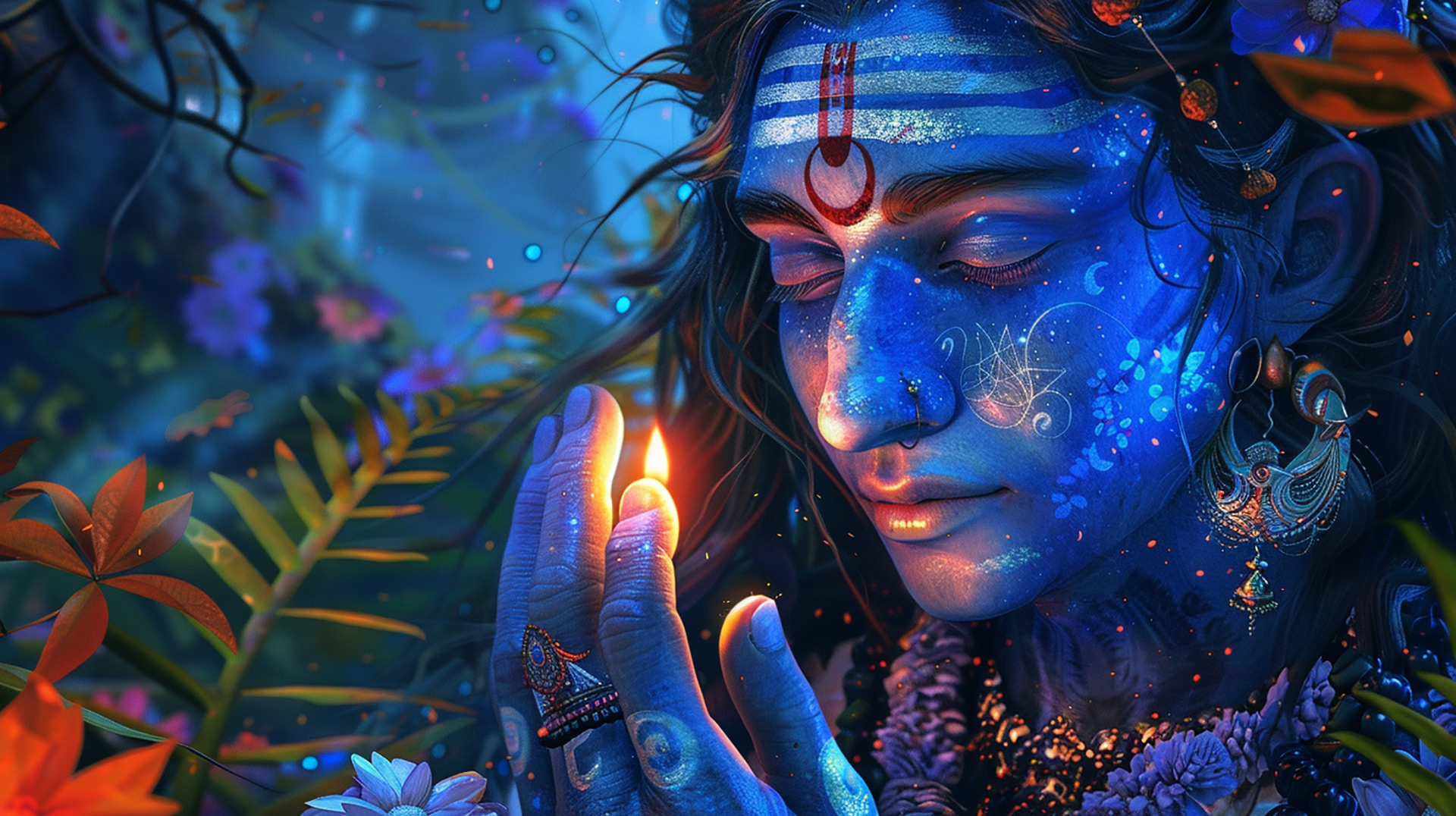 Blue Lord Shiva: HD Digital Background