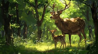 Whimsical Woodland Deer: Cartoon AI Image