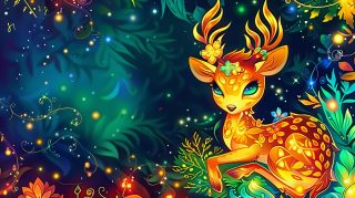 Cartoon Deer Delight: Fun Desktop Wallpaper