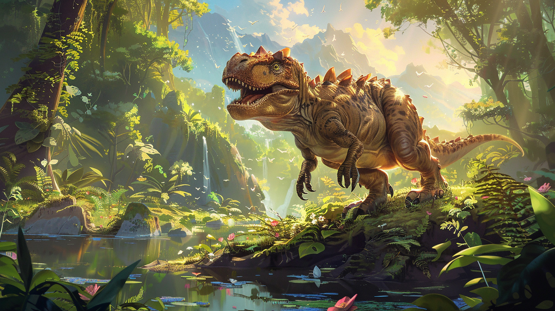 Adorable Cartoon Dinosaur AI Image Wallpaper