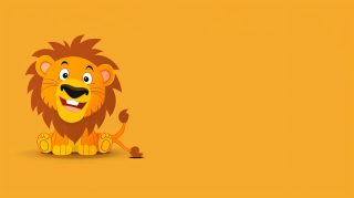 Cartoon Lion with Jungle Background