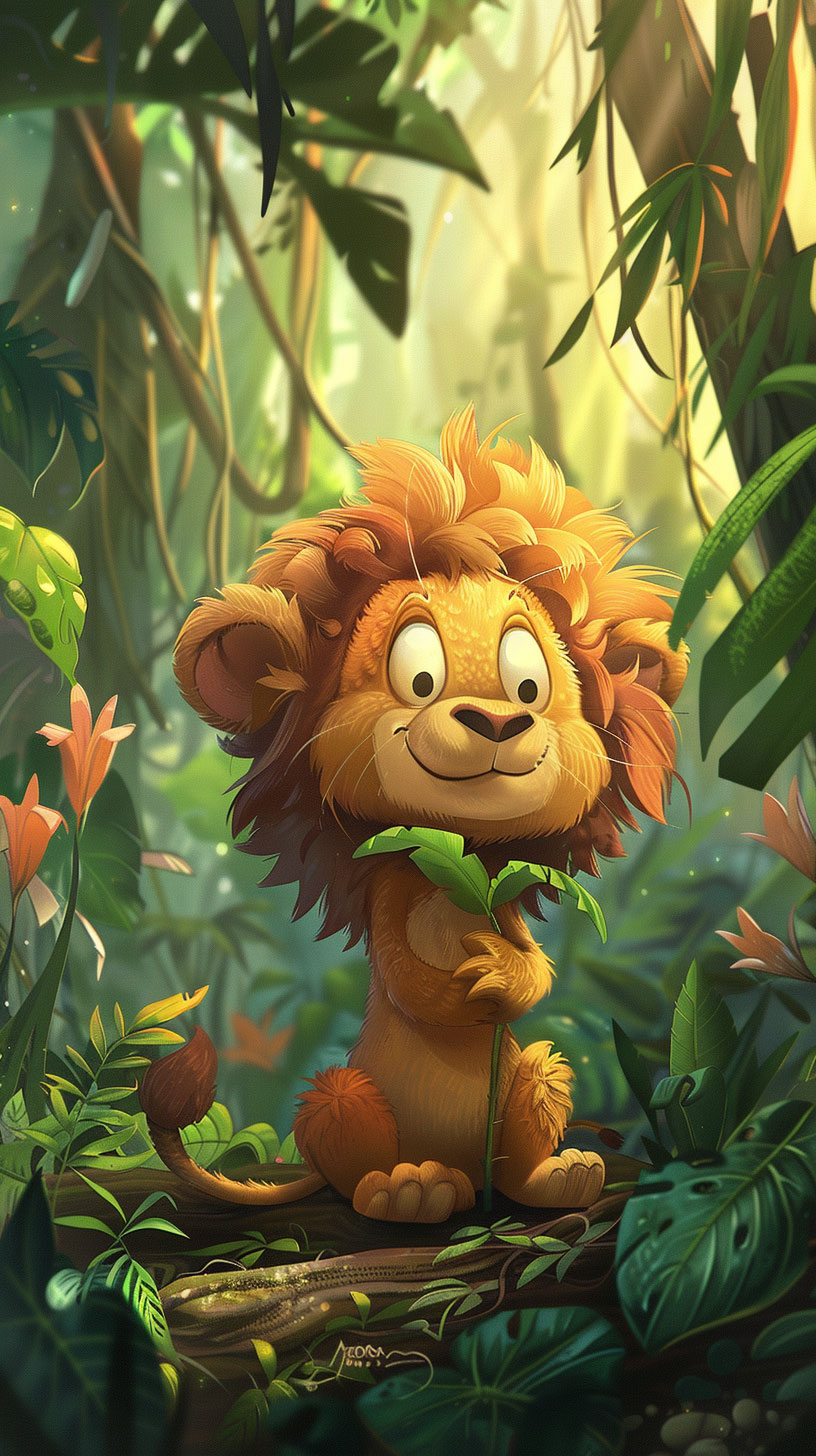 Adorable Lion Cartoon for Your Phone