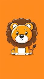 Playful Cartoon Lion iPhone Background