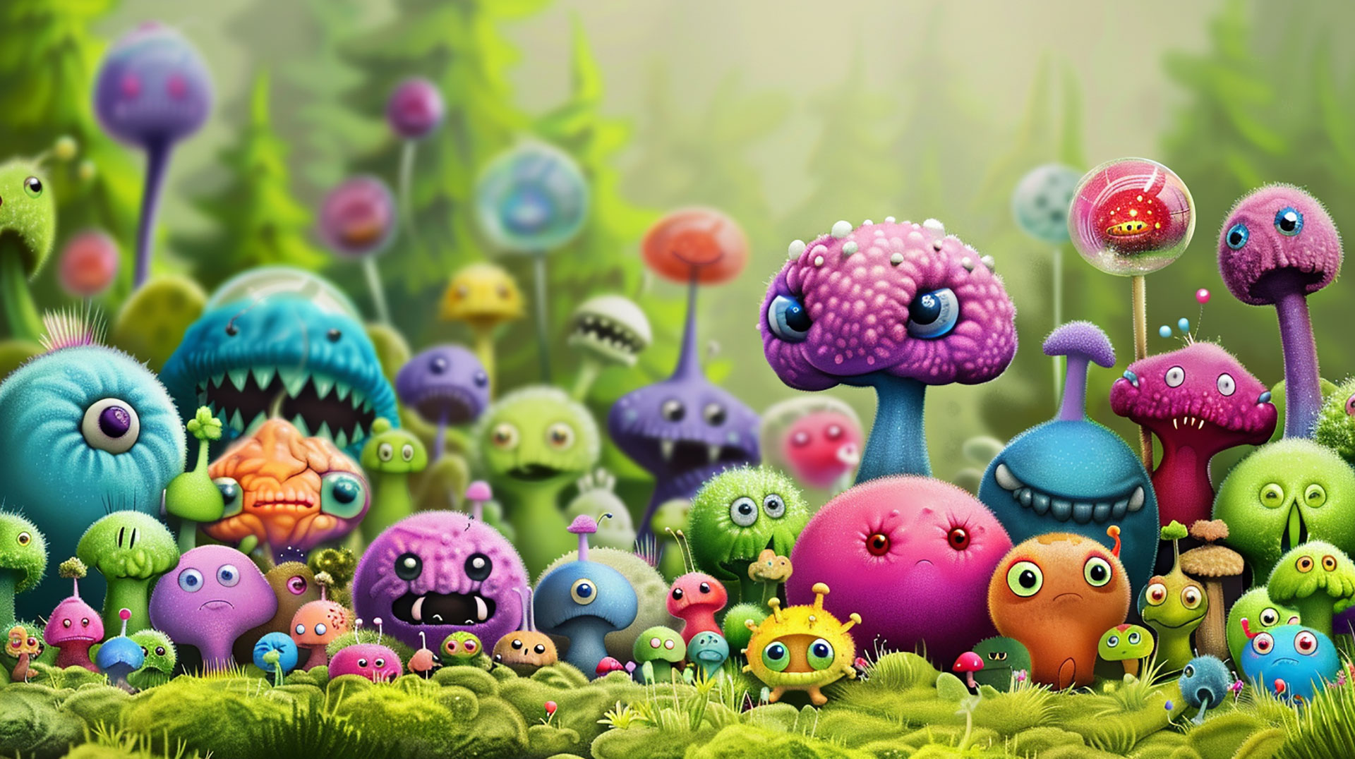 Funny Cartoon Monster AI Image: Ultra HD Desktop Background