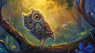 Whimsical Cartoon Owl Scene: Ultra HD