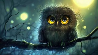 High-Resolution Cartoon Owl PC Wallpaper