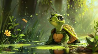 Cartoon Turtle Wonderland: Ultra HD AI Wallpaper