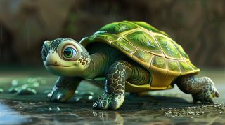 Cartoon Turtle Tropical Paradise: 4K AI Image