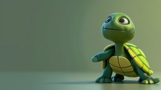 Serene Turtle Retreat: HD Cartoon Turtle AI Image