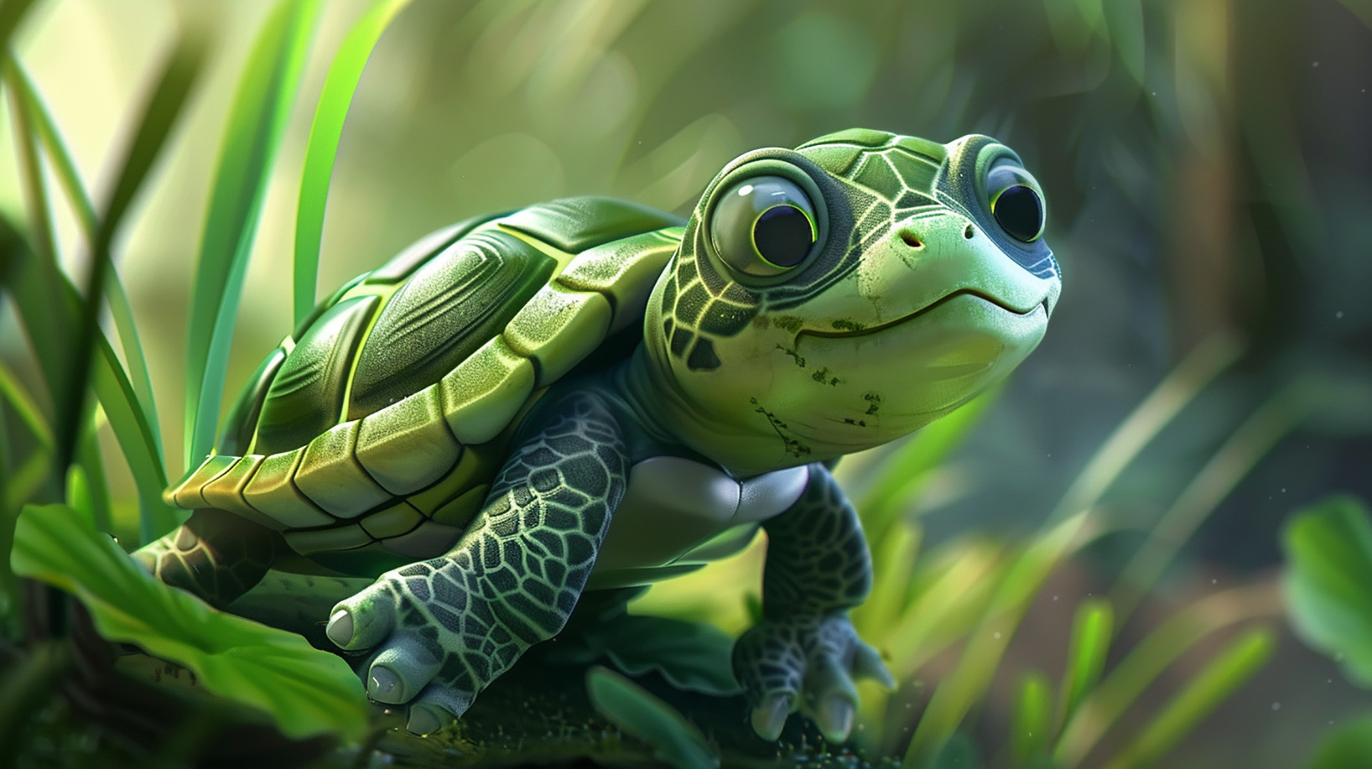 Cartoon Turtle Escape: Ultra HD AI Wallpaper